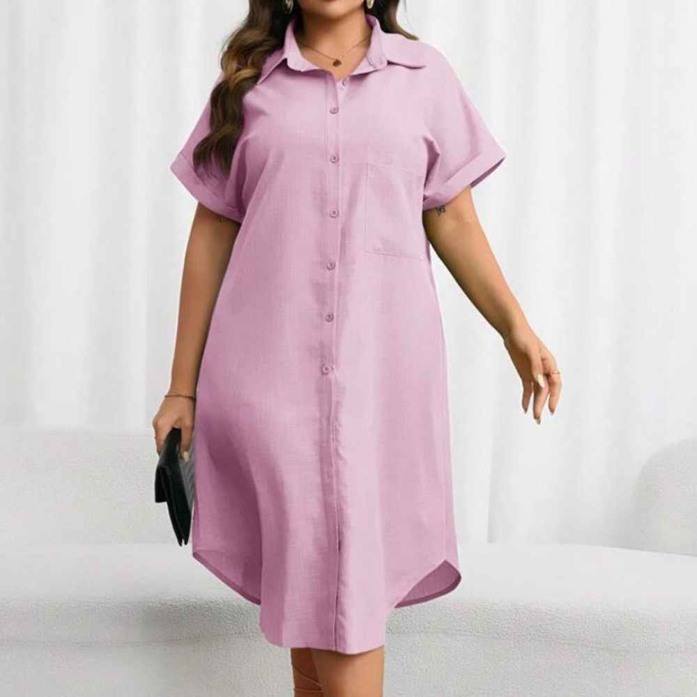 SHEIN baby pink pocket shirt dress 0XL NWOT